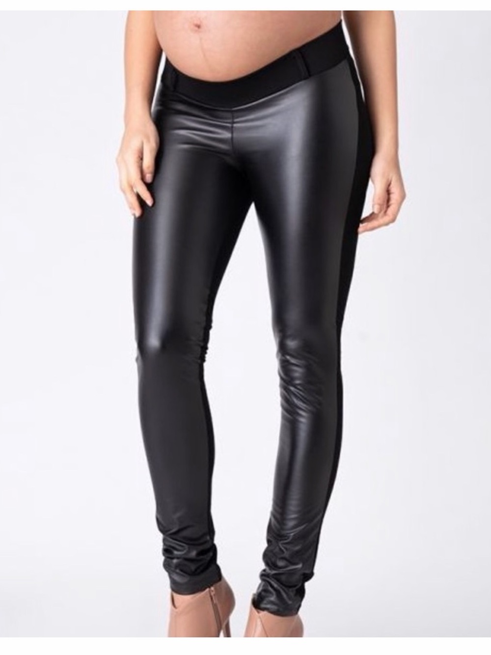 Seraphine Black Leather Maternity Leggings